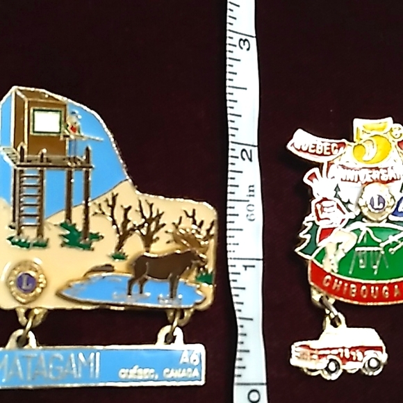 Rare Vintage Lions Club Pins, Hunting, Moose, 1978/79, Cars, 1980, Quebec - Picture 7 of 8